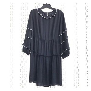 WhoWhatWear Ruffle Neck and Sleeves Dress